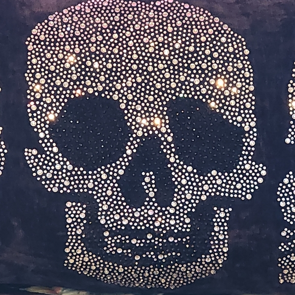 Bling Skull Pillow Rhinestone Skull Pillow Magaschoni Home Halloween Pillow - Picture 4 of 8